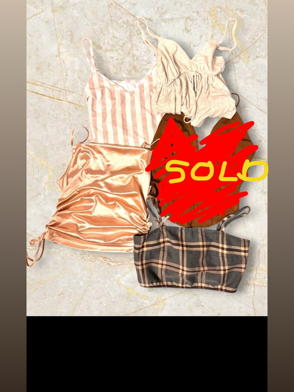 Women’s Size M | Neutral Tops Bundle | 4 Pc Y2K Capsule | Satin Plaid Stripes